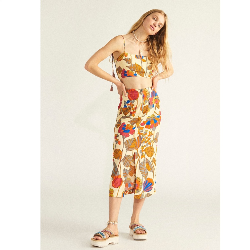 Free People Bold Colorful Print Skirt Set